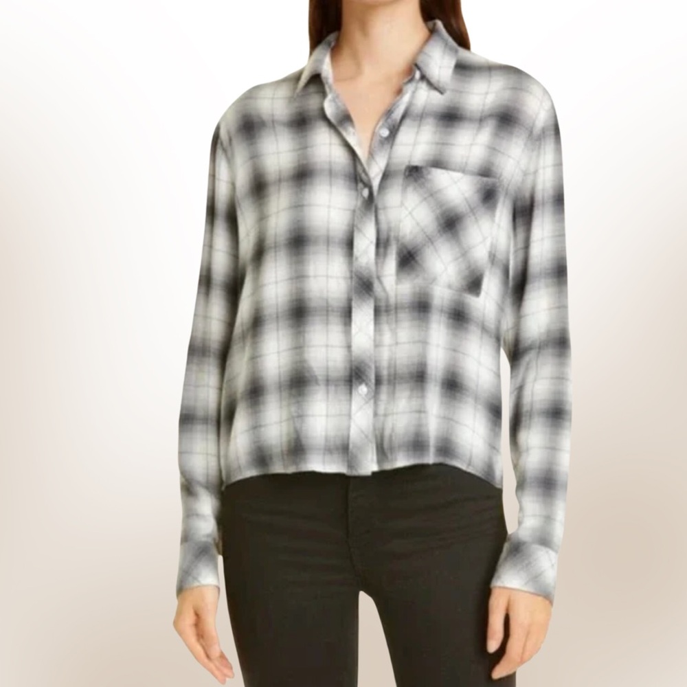 Rails Dylan Plaid Button-Up Shirt / Smoke Ivory S… - image 1